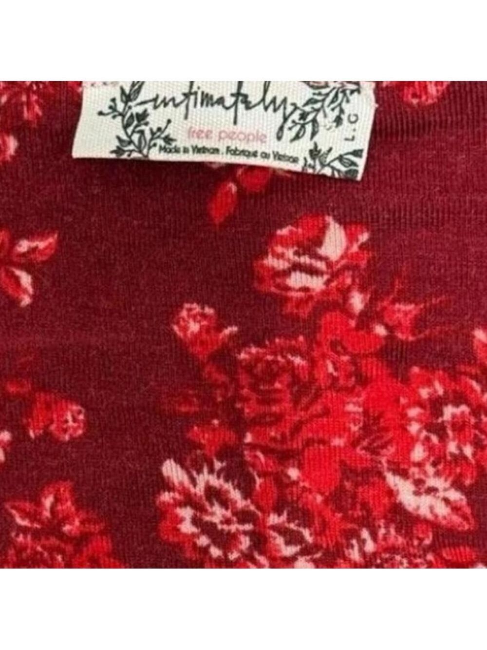 Free People Everything’s Rosy Red Long Sleeve Bodysuit Size L - Picture 5 of 6